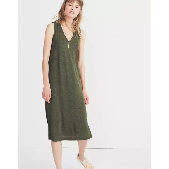Madewell Dresses & Skirts - MADEWELL Green V-Neck Jersey Tank Dress sz XS